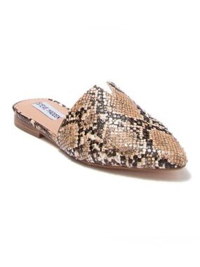 Steve Madden Ally Snake Embossed Pointed Studded Mules Size 7